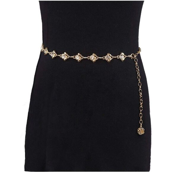 Women Rhinestone Chain Belt Metal Alloy Waist Accessory for Dress or Party main image 4